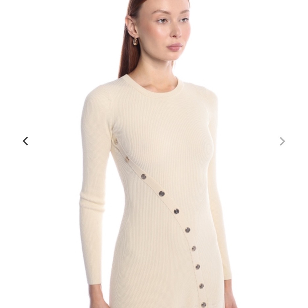 Sandro Cream knit Button-Detail Dress